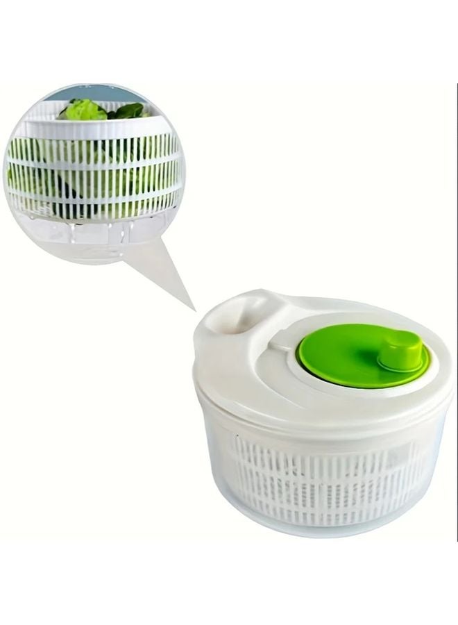 White 5L 3 In 1 Heavy Duty Salad Spinner Vegetable Washer With Locking Lid - Image 2
